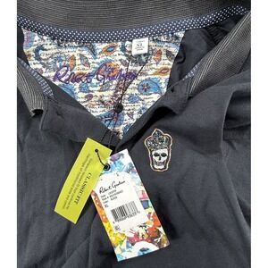 Robert Graham Men's‎ Lucifer Skull Embroidered Short Sleeve Polo Shirt Black XL